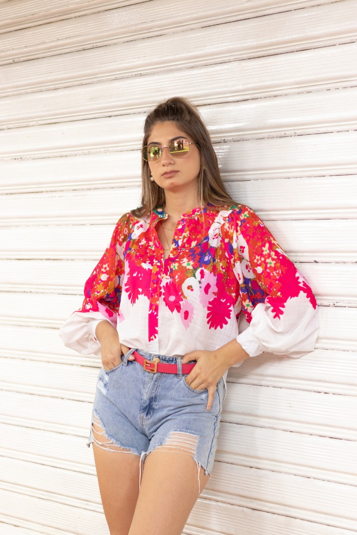 Blusa Floral Fucsia
