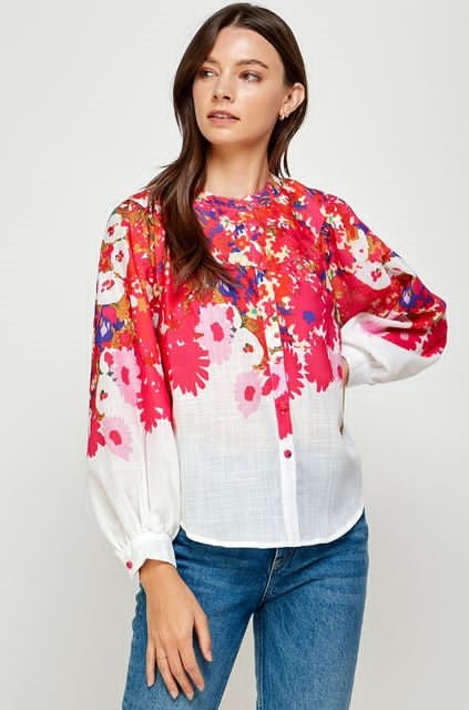 Blusa Floral Fucsia