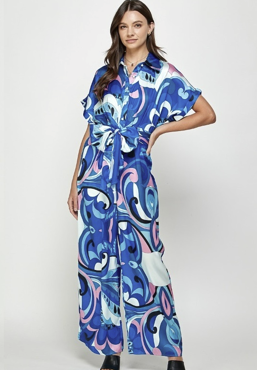 Jumpsuit Azul Estampado Psicodélico