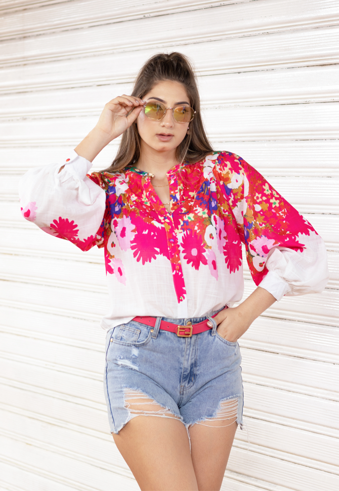 Blusa Floral Fucsia